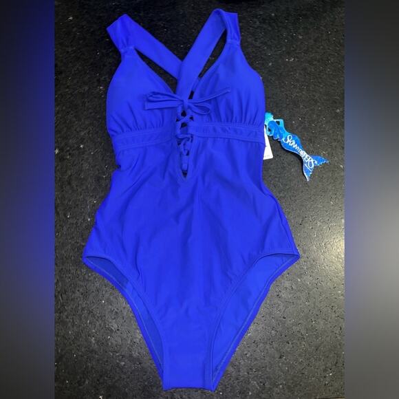 NEW MIRACLESUIT SKINNY DIPPERS BLUE TOTALLY ADJUSTABLE SEXY ONE PEICE SZ S - Picture 5 of 8
